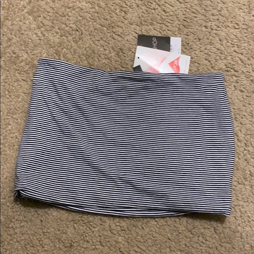 Blue and white striped tube top from top shop